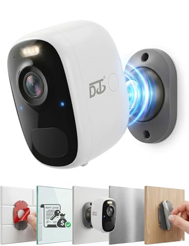 DCT Magnetic Security Camera Wireless: No Deposit Loss – No Drill Detachable Battery Camera Lasting Grip on Any Apartment wall with Residue-Free Install – 2K Night Vision with Audio for renters