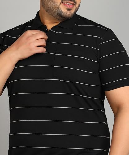 Image of INKKR Plus Size Men's Regular Fit Striped Polo Tshirt Combo