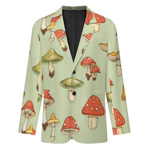 Mushroom With Dot Men's Suits Dress Business Formal Suit Print Jackets Coat For Wedding Party4