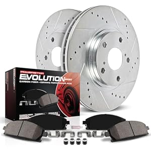 1996-2005 Honda Civic Power Stop Carbon Fiber Brake Pads with Drilled and Slotted Brake Rotors Kit