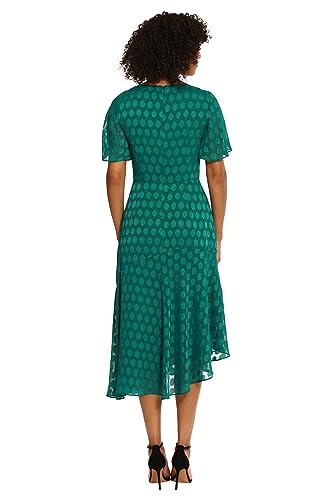 Image of Maggy London Women's Maggy London Women's Dresses Short Flutter Sleeve Fit and Flare Dress with Asymmetric Hem Tier