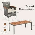 COSTWAY Rattan Essgruppe Akazienholz für 8 Personen