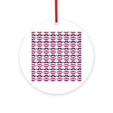 CafePress Pink and Black Mustache & Lips Pa Round 4' MDF Holiday Ornament