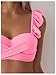 Floerns Women's Ruffle Trim Twist Front Knitted Push Up Two Piece Bathing Suit Pink X-Small
