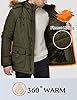 WenVen Men's Winter Outdoor Puffer Jacket Thickened Long Sleeve Coats Warm Fleece Lining Coat Hooded Windproof Parka Jacket Army Green L #4