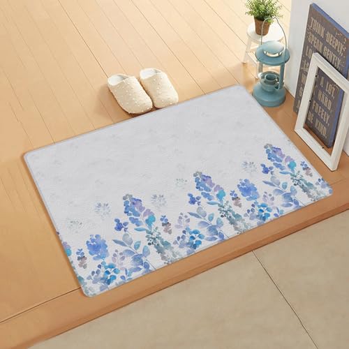 Floral Botanical Kitchen Bath Door Mat Cushioned Runner Rug,Washable Welcome Floor Sink Antifatigue Mat,Waterproof Non-Slip Standing Doormat,Vintage Watercolor Flower Leaves Garden Herbs 24