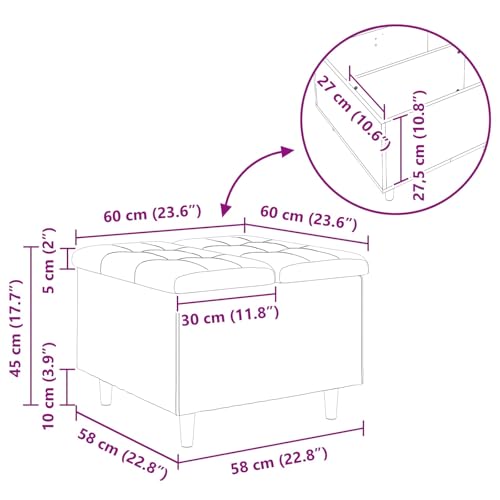 Tabouret coffre en velours gris avec grand espace de rangement discret - 3