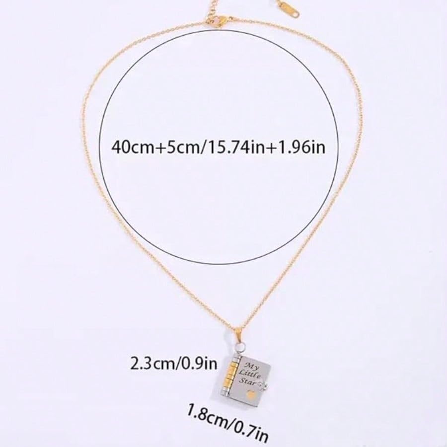 My Little Star Book Necklace,My Incredible Daughter Book Necklace for Daughter,Openable with 6 Pages of Engraved Information,Birthday Day Gift Graduation Jewelry of Love