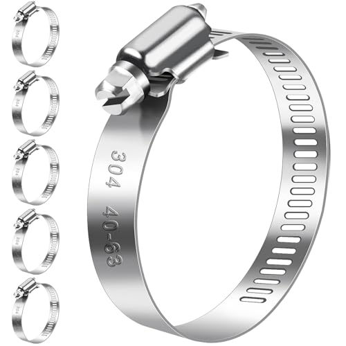 Bolatus Abrazaderas de manguera ajustables 40-63 mm, 6 unidades, acero inoxidable 304, surtido para manguera de piscina, extracción y transporte