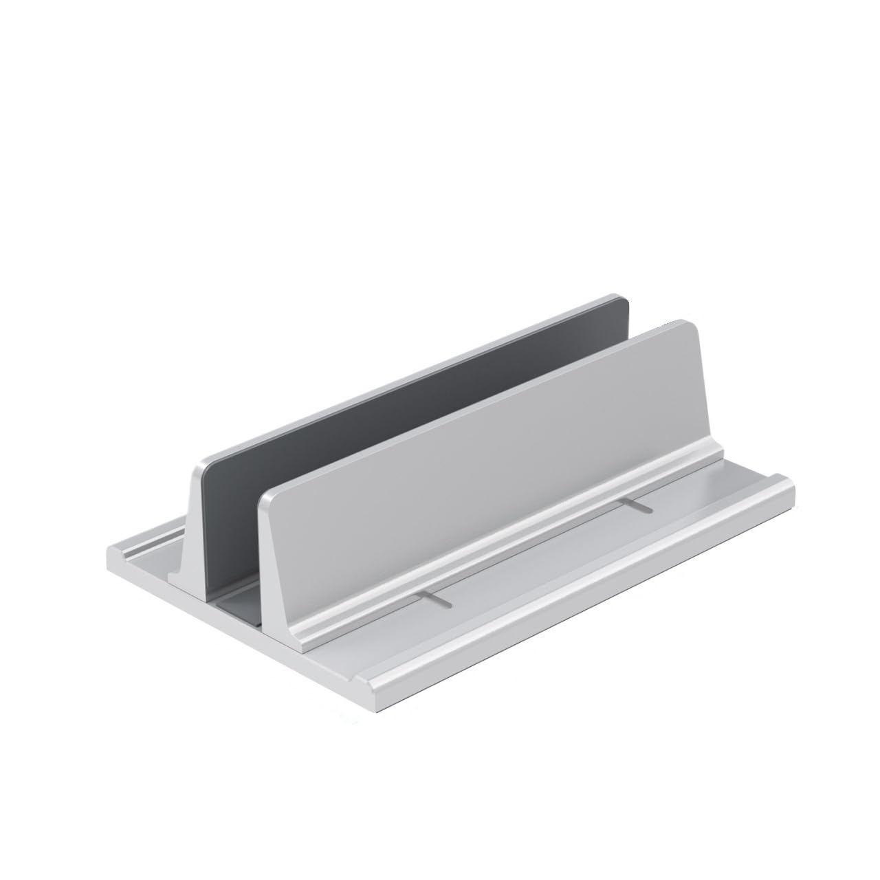 Genérico Compatible con Soporte Vertical de Aluminio | Soporte ajustable sin herramientas for portátiles de 15 a 34 mm de ancho for uso de sobremesa(Silver-1)