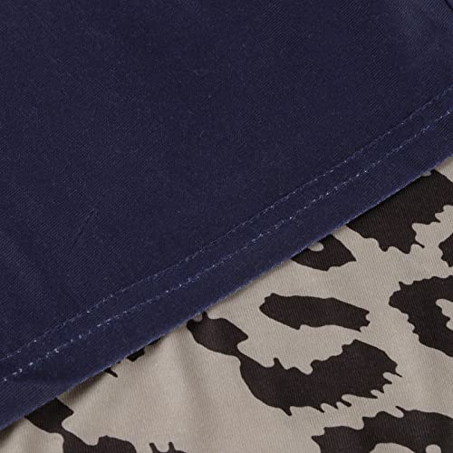 Blusa feminina de manga curta, gola canoa, algodão, estampa de leopardo, blusa listrada tamanho gran