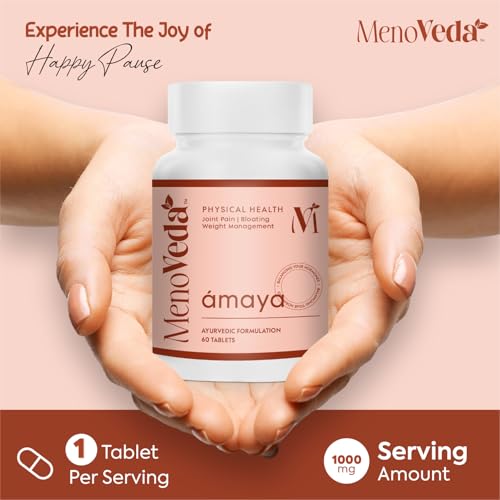 Image of Menoveda Amaya Peri & Post Menopause Supplement for Women 35+ | Ayurvedic Tablets to Support - Joint Pain, Fatigue, Bloating | Bone, Heart & Gut Health | Shatavari, Ashwagandha, Moringa