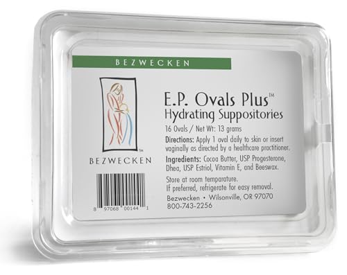 Bezwecken - E.P. Ovals Plus DHEA - 16 Oval Suppositories - Same Trusted Formula, New Improved Shape - Professionally Formulated to Alleviate Vaginal Dryness in Menopausal Women