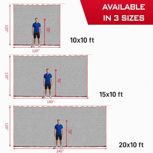 Image of Golf Netting, 10ft, 15ft, 20ft Sports Netting - Heavy Duty High Impact Multi-Sport Practice Net for Golf, Baseball, Soccer, Hockey, Lacrosse, Backyard Driving & Training Barrier