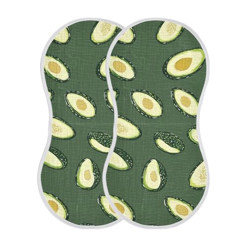 2 Pack Baby Burp Cloths, Soft Absorbent Burping Cloths for Babies, Cotton Milk Spit Up Rags, Large Size for Newborns, Baby Boys and Girls (Avocado)