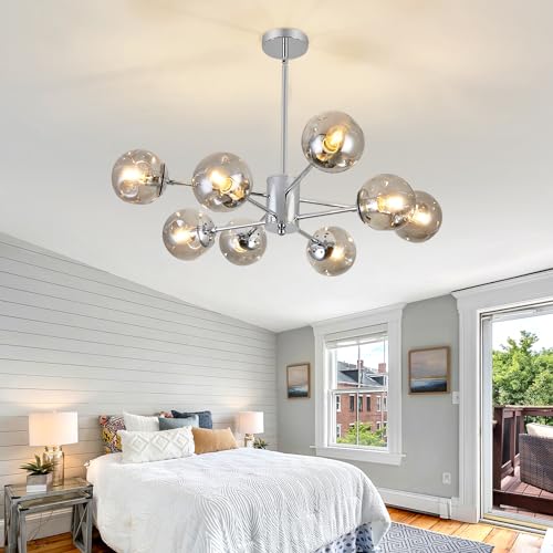 Szxykeji 8 Light Chandelier Mid Century Glass Globe Sputnik Pendant Light Fixture Chrome Ceiling Light For Living Room Kitchen Dining Room Bedroom Farmhouse thumb #6