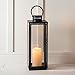 Produktbild Dunkelgraue Metall Laterne mit LED Kerze batteriebetrieben Timer 65cm Lights4fun