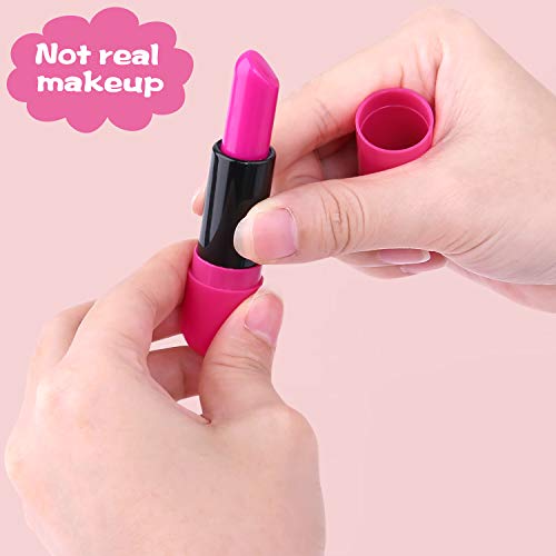 TEPSMIGO Pretend Makeup Kit with Cosmetic Bag for Girls 4-10 Year Old - Including Pink Brushes, Eye Shadows, Lipstick, Nail Polish, Mirrors, Glitter Pot, Puff Pad and More