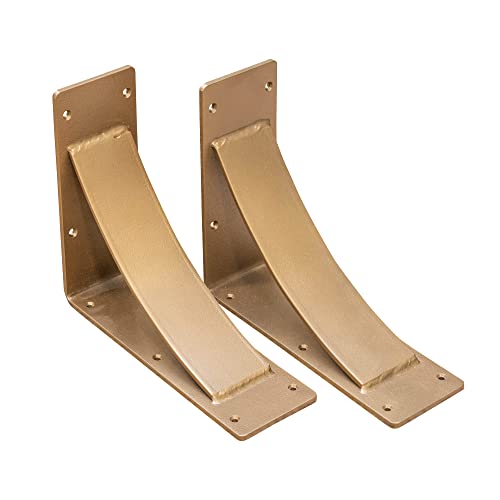 Rustic Red Door Co. Steel Heavy Duty Fireplace Mantel Brackets - Countertop Support - Hand Welded Steel Brackets - Rustic Farmhouse Decor (Pack of 2) (7"x12"x4", Mist Bronze)