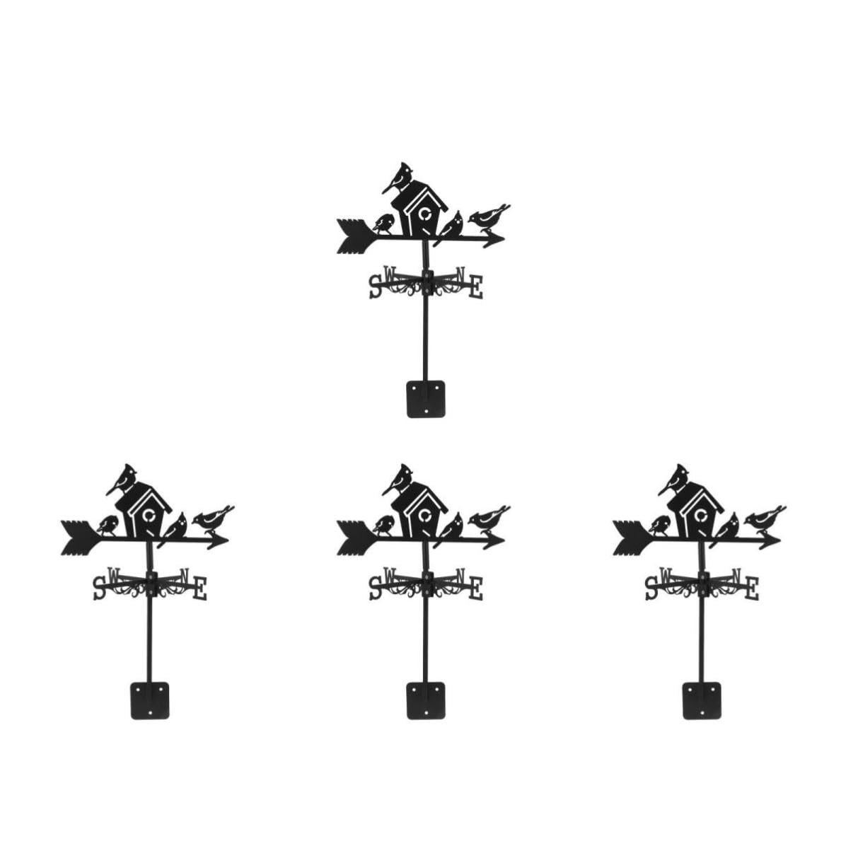 Cabilock 4 Pièces Girouette Décorative Nichoir en Fer Noir, Indicateur