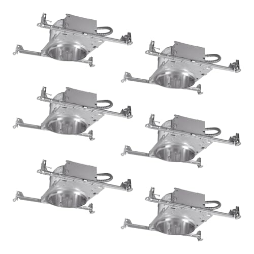 HALO H27 6" Shallow Recessed Lighting Housing, IC-Rated Air-Tite, for New Construction, 120V E26 Base, Quick Connect (6-Pack) H27ICAT-6PK - image 1