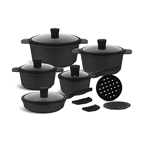 Edënbërg Black Line Batterie de cuisine de luxe 12 pièces en aluminium forgé Cover