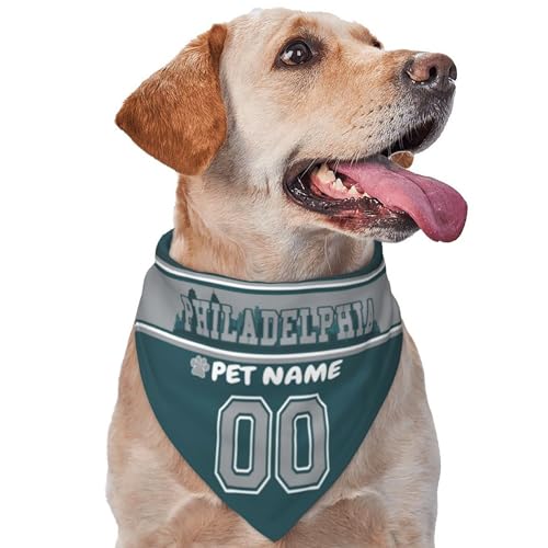 Custom Philadelphia Dog BandanaPersonalized Pet Scarf Triangle Bibs Kerchief with Name and Number Football Style Dog Bandana for Small Medium Large Dogs Cats Puppy