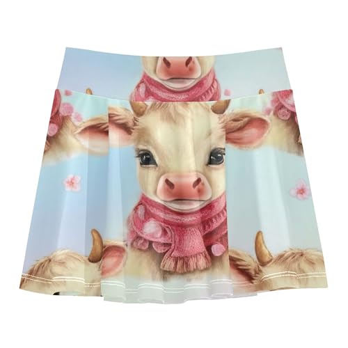 Girls' Shorts Athletic Skorts Tennis Skirts Kids Outfit School Skirt Cute Cow Rainbow 3t
