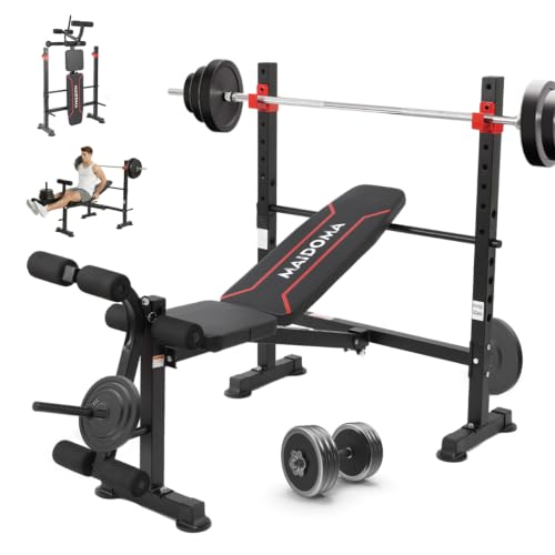 Image of MAIDOMA 1500LBS Foldable 8 IN 1 Weight Bench with Upgraded Leg Extension | Adjustable Flat Incline Decline Bench Press Set with Wide Squat Rack for Full Body Home Gym Workout (US Stock)