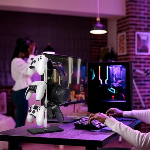 Soporte acrílico para controlador de juegos解决桌面混乱的3层耳机架 3