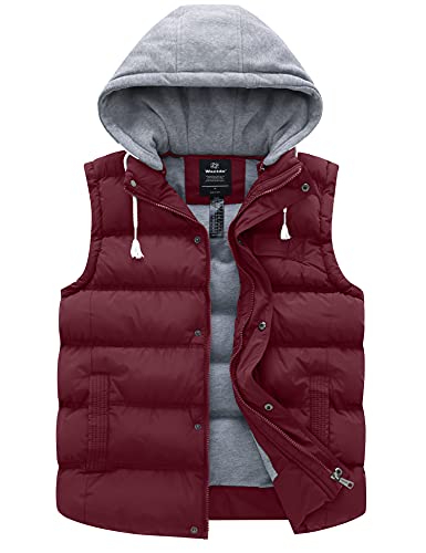 wantdo Women's Quilted Puffer Vest Thicken Warm Winter Coat with Removable Hood