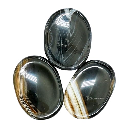Image of Amazing Gemstone Black Onyx Worry Stone Crystals and Healing Stones - Worry Stones for Stress Relief Gifts - Piedra Crystal Fidget for Meditation - Unique Stocking Stuffers and Birthday Gifts
