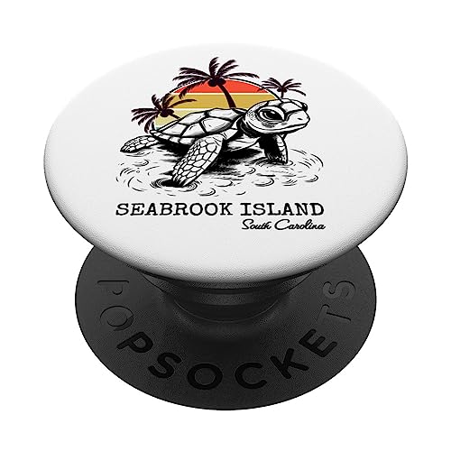 Seabrook Island South Carolina Save Loggerhead Sea Turtle SC PopSockets Swappable PopGrip, Black