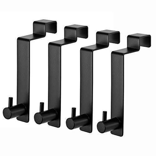 LYLIN - Ganchos para puerta (4 unidades, acero inoxidable, sin taladrar), color negro mate