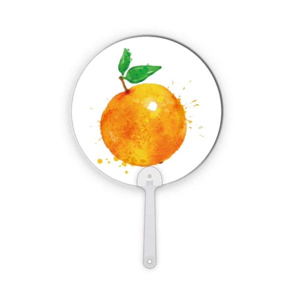 Éventail rond portable orange fruit aquarelle illustration plastique
