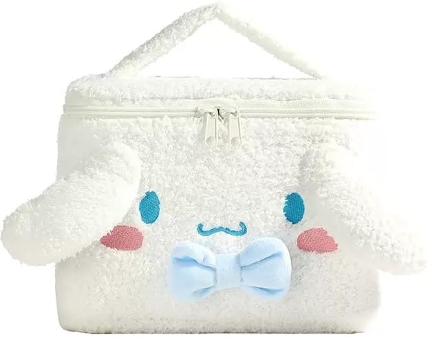 Cinnamoroll Plush Cosmetic Bag Makeup Pouch Travel Portable Vanity Case Organizer with Handle - White