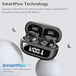 TOZO OpenEarRing True Open Ear Headphones, Lightweight Comfort Open Ear Clip Wireless Earbuds, 40H Play Bluetooth 5.4 Headphones with Smart Digital Display Design Fit Sports Running, Workout Black - Image 4