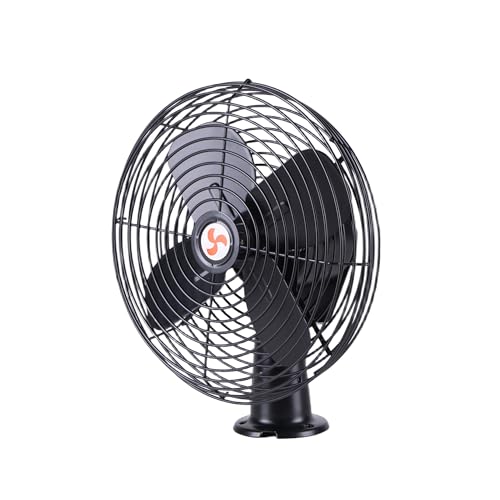 Volcode 12V 8' Heavy Duty Metal Dash Fan - 2 Speed RV Cooling Fan for Trucks, Marine, Motorhome & Commercial Vehicles Ventilation Bus Electric Fan