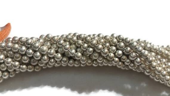 Perles de pyrite argentée 4mm LKBEADS pierre naturelle fil perles lisses