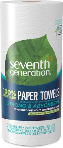 Image of Seventh Generation Paper Towels, 100% Recycled Paper, 2-ply, 1 Roll (Packaging May Vary) (Pack of 6)