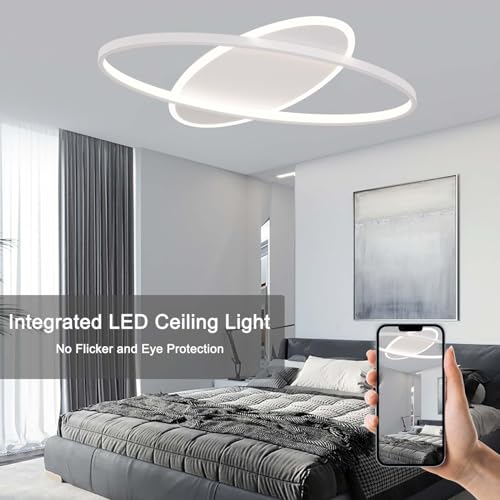 Plafón LED techo salón ovalado de 45cm con App y mando a distancia 30W 3