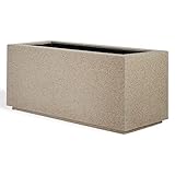 PolyStone Argentine Tall Modern Outdoor/Indoor Trough Planter, 36' L x 16' W x 16' H, Lightweight, Heavy Duty, Weather Resistant, Polymer Finish, Commercial Grade and Residential - Sandstone Granite