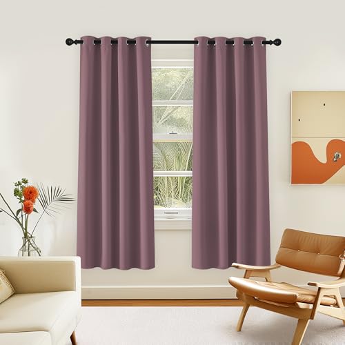 NICETOWN Room Darkening Curtain for Living Room - Energy Saving Thermal Insulated Grommet Room Darkening Curtain/Drape for Bedroom (1 Panel, 46 by 72, Dry Rose)