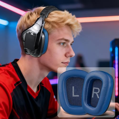 Image of SOULWIT Protein Leather Ear Pads Cushions Replacement for Logitech G35 G930 G933 G935 G633 G635 G533 G430 G431 G432 G433 Gaming Headset, Earpads for G332 G230 G231 G233 Headphones - Navy Blue