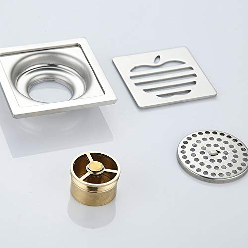 Shower Floor Drain Dreaminn Stainless Steel Square Shower Drain Strainer With Removable Cover, 4" X 4" #TOP2