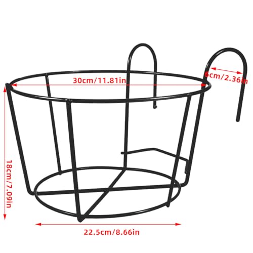 Support suspendu pots de fleurs balcon et porte-plante mural noir 2pcs - 3