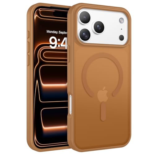 Image of BENTOBEN Magnetic for iPhone 17 Pro Max Case 6.9 inch 2025, [Compatible with Magsafe] Cute Slim Frosted Matte Military Shockproof Protective Bumper Girl Men Phone Cover for iPhone 17 ProMax, Brown