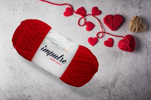 Image of WOAFashions Impulse Hand Knitting & Crochet Yarn, Premium Acrylic, 4 : Medium (Red) (100gms / 3.5oz / 200mtr / 218yds)