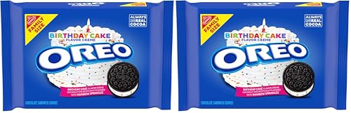 Image of OREO Birthday Cake Chocolate Sandwich Cookies, 1-17 oz Family Size package (Pack of 2)
