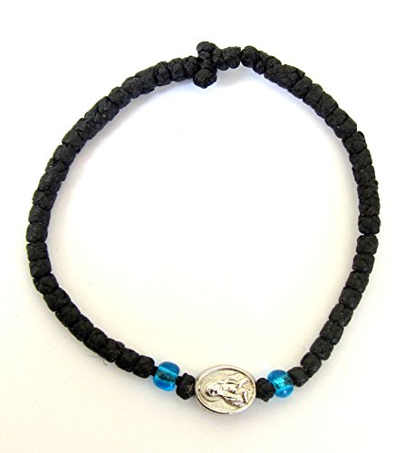 Iconsgr Handmade Christian Orthodox Komboskoini, Prayer Rope Bracelet Black VM12